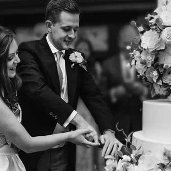 Blueberry Moon Cakes: a photo of a black and white wedding cake. www.blueberrymooncakes.co.uk. Bristol, UK